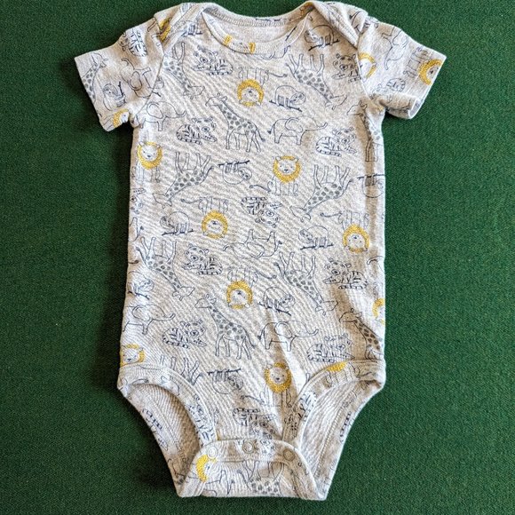 Carter's Short Sleeve Zoo Animals Onesie/Bodysuit Size 12 Months 💙 - Picture 1 of 3